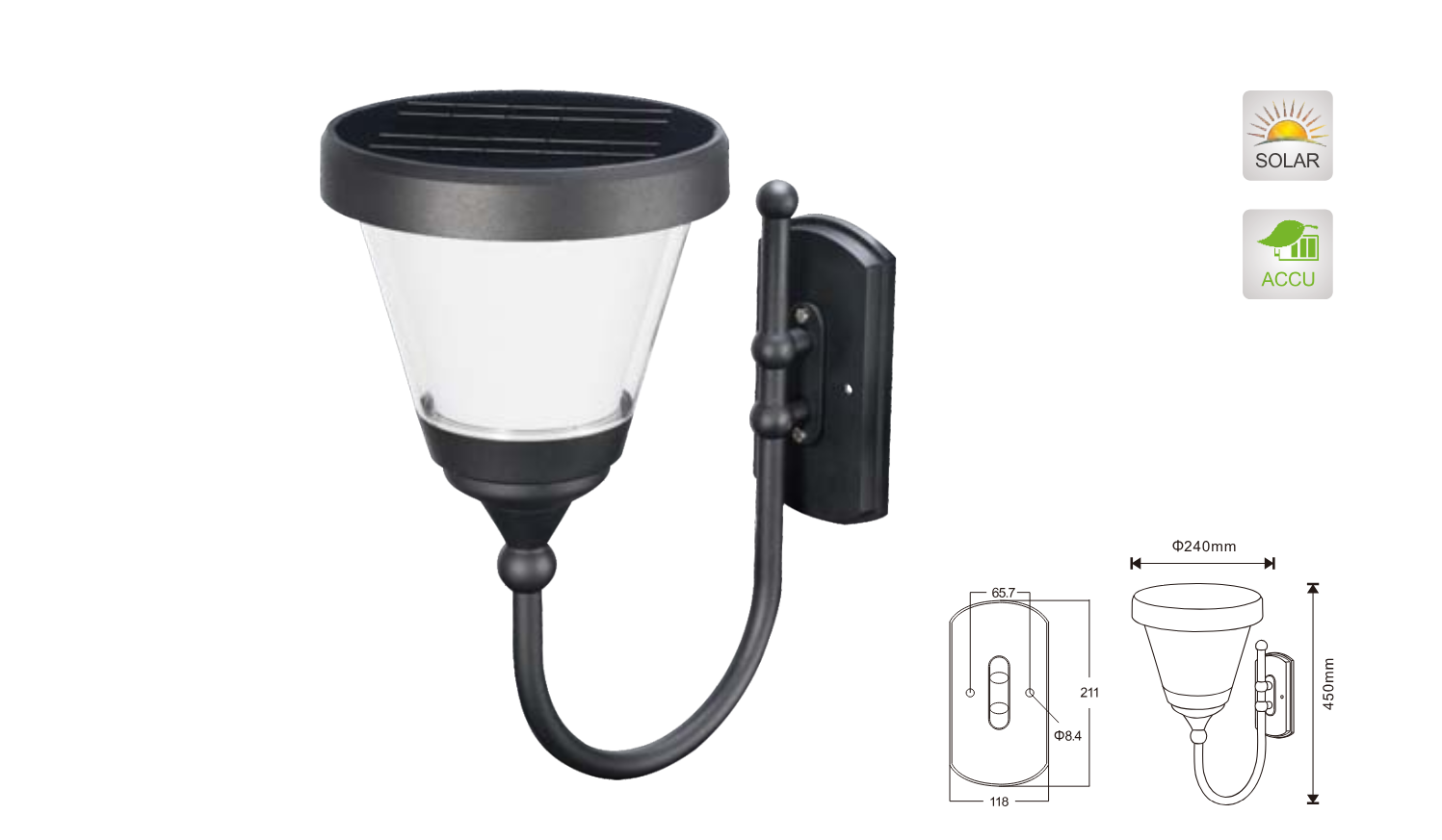 Style Harmonie solar wall lamp