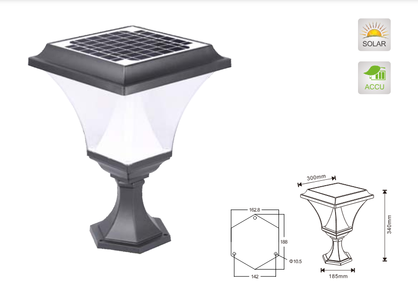 Solar-Eingangstürlampe im futuristischen Stil