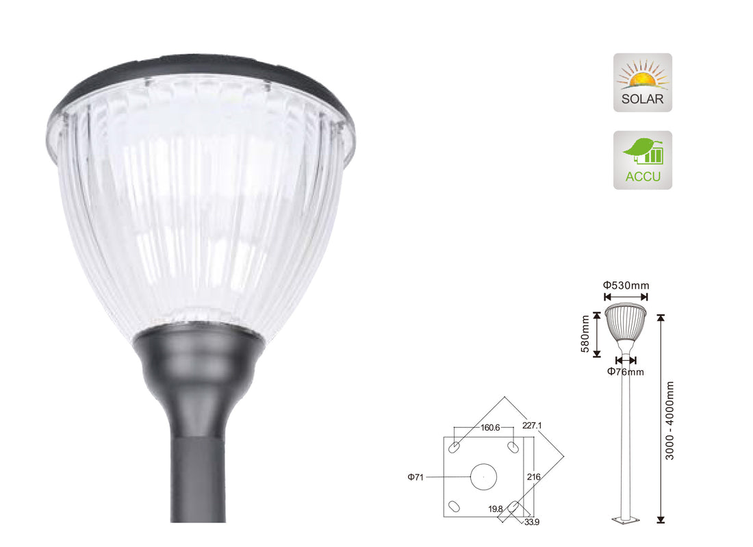 Lampadaire solaire à LED modèle Renaissance