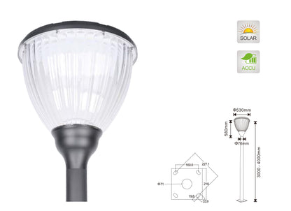 Lampadaire solaire à LED modèle Renaissance