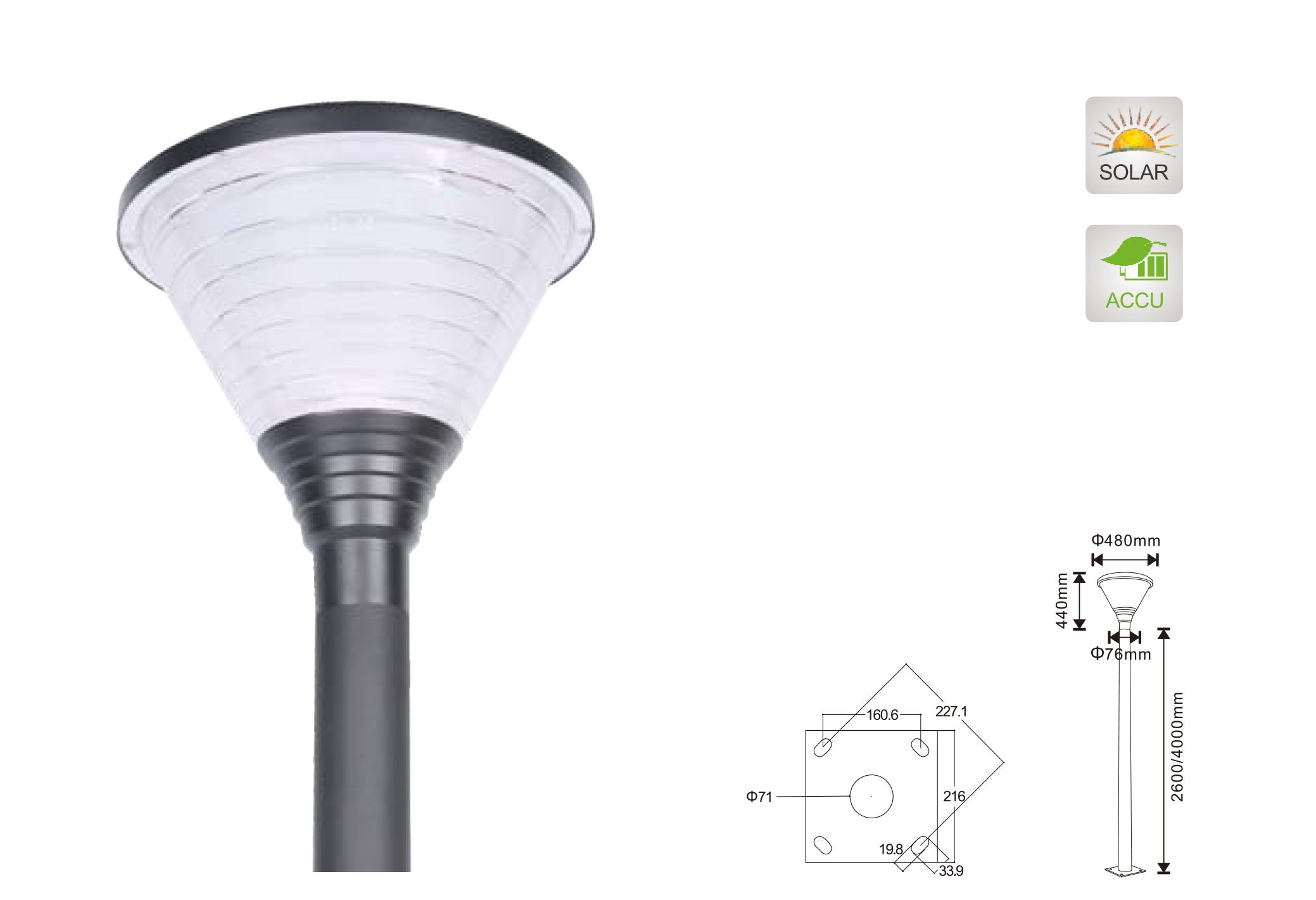 Circle model LED solar street light