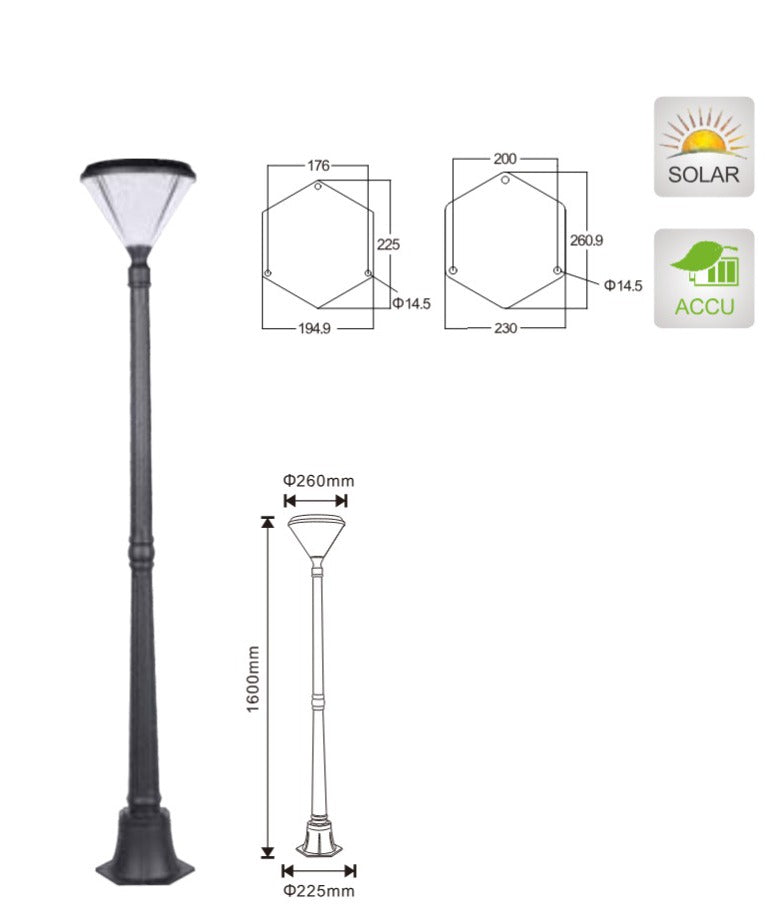 Poteau Solaire 1,60m Style Retro